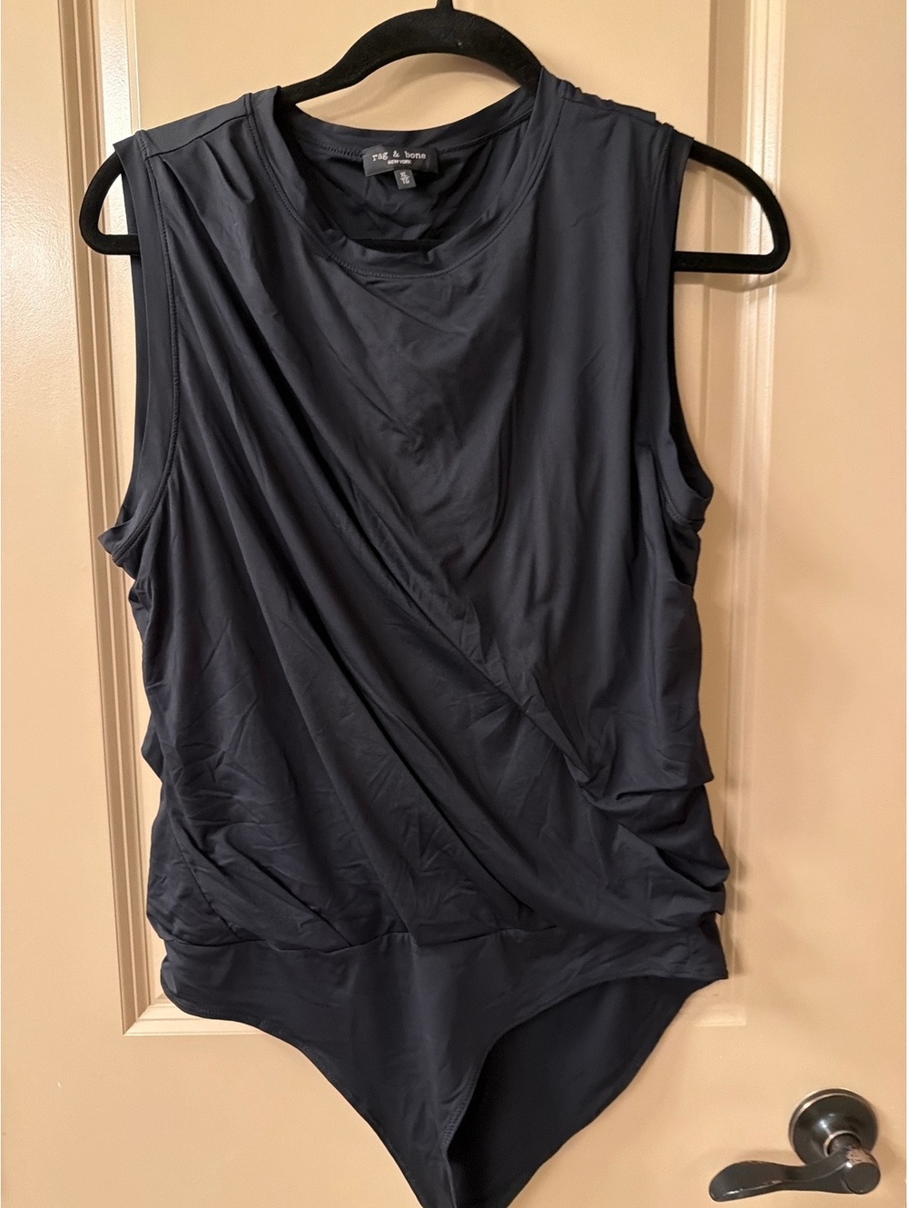 Rag & bone Black Sleeveless Draped Bodysuit Top